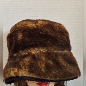 Brown  FAUX Fur Bucket Hat